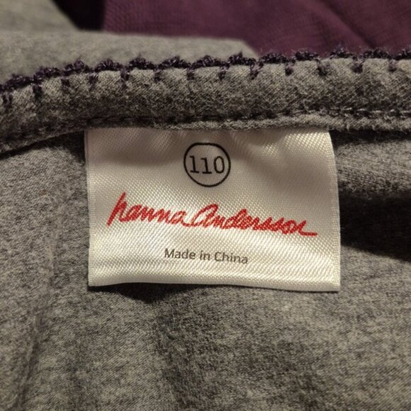 Hanna Andersson girls size 110 or 5 gray top purple teal bottom lined dress vguc - Picture 4 of 6